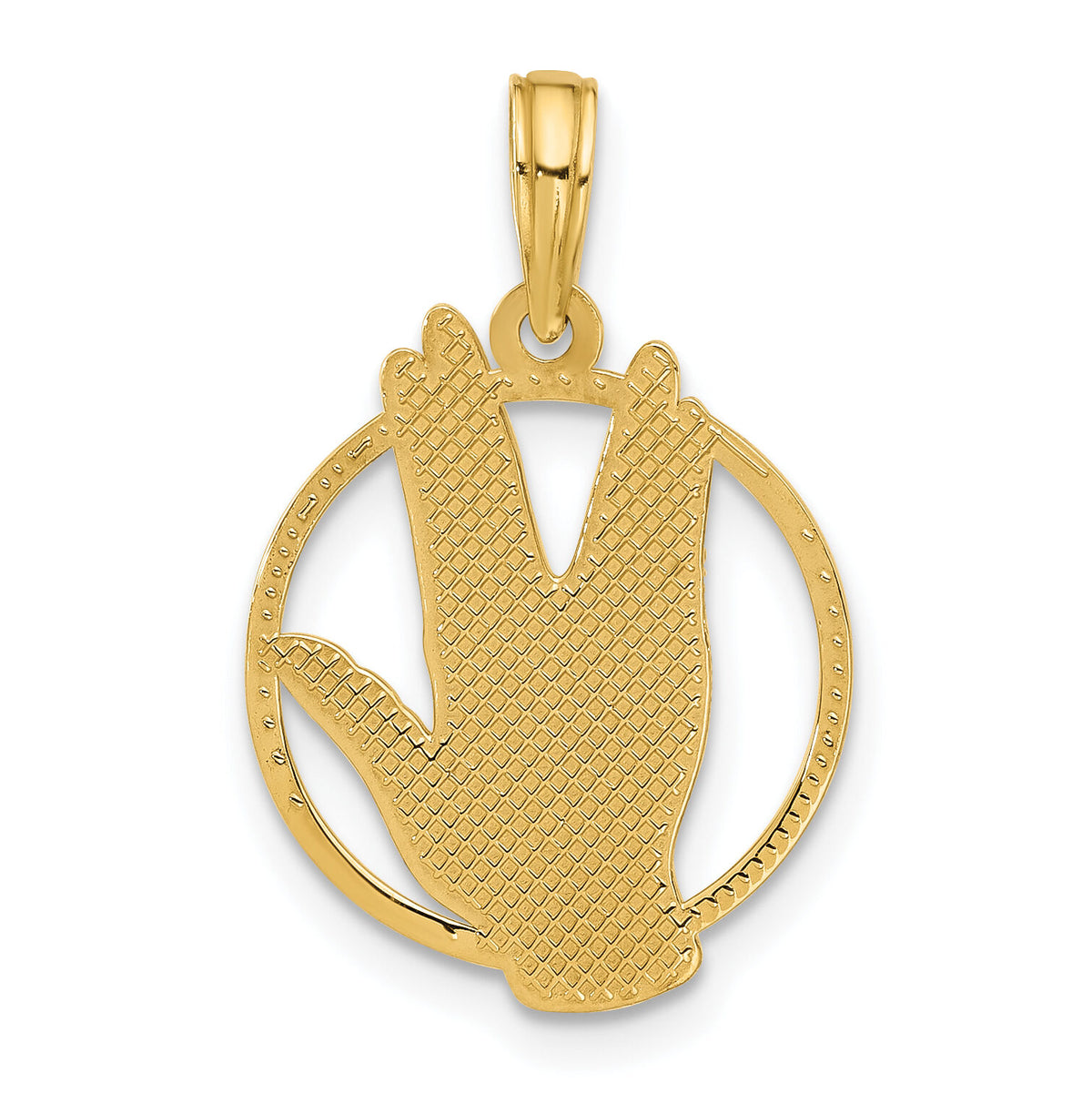 14K Polished Hand Gesture in Circle Charm-D5475