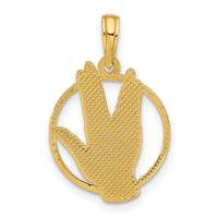 14K Polished Hand Gesture in Circle Charm-D5475
