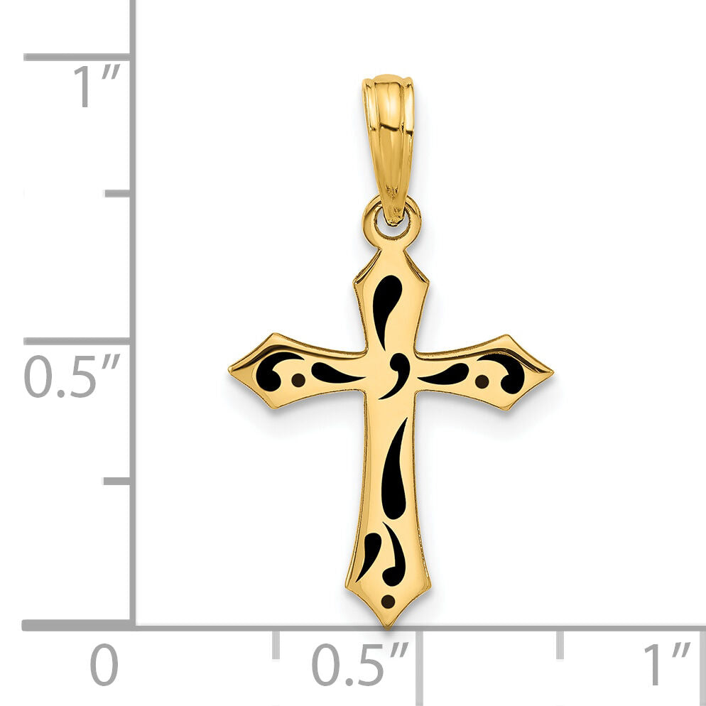 14k Fancy Enameled Cross Charm-D5478