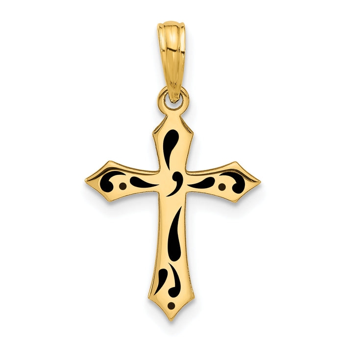 14k Fancy Enameled Cross Charm-D5478