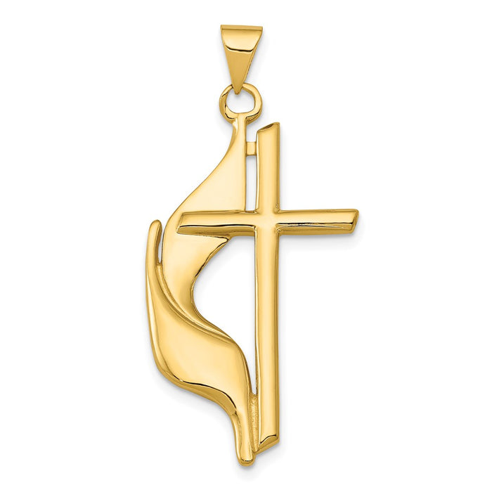 14K Polished Cross w/Drape Pendant-D547