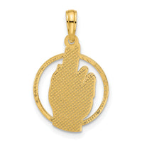 14k Polished Hand Gesture in Circle Charm-D5480