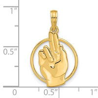 14k Polished Hand Gesture in Circle Charm-D5480