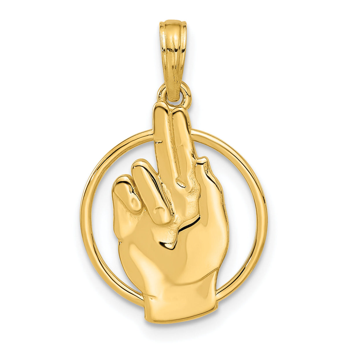 14k Polished Hand Gesture in Circle Charm-D5480
