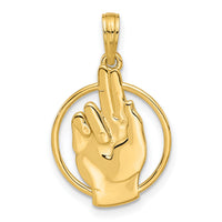 14k Polished Hand Gesture in Circle Charm-D5480
