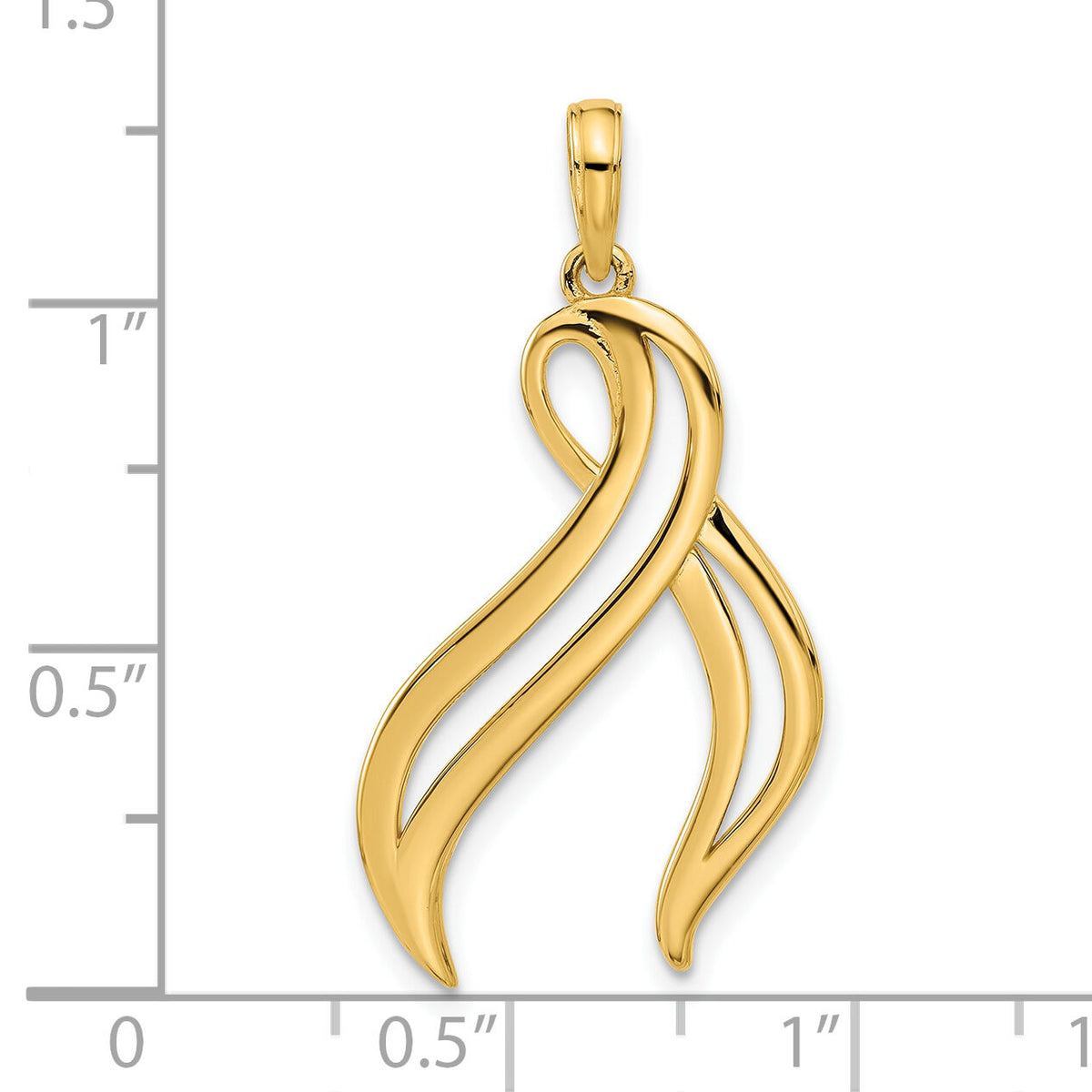 14k Polished Awareness Ribbon Pendant-D5481