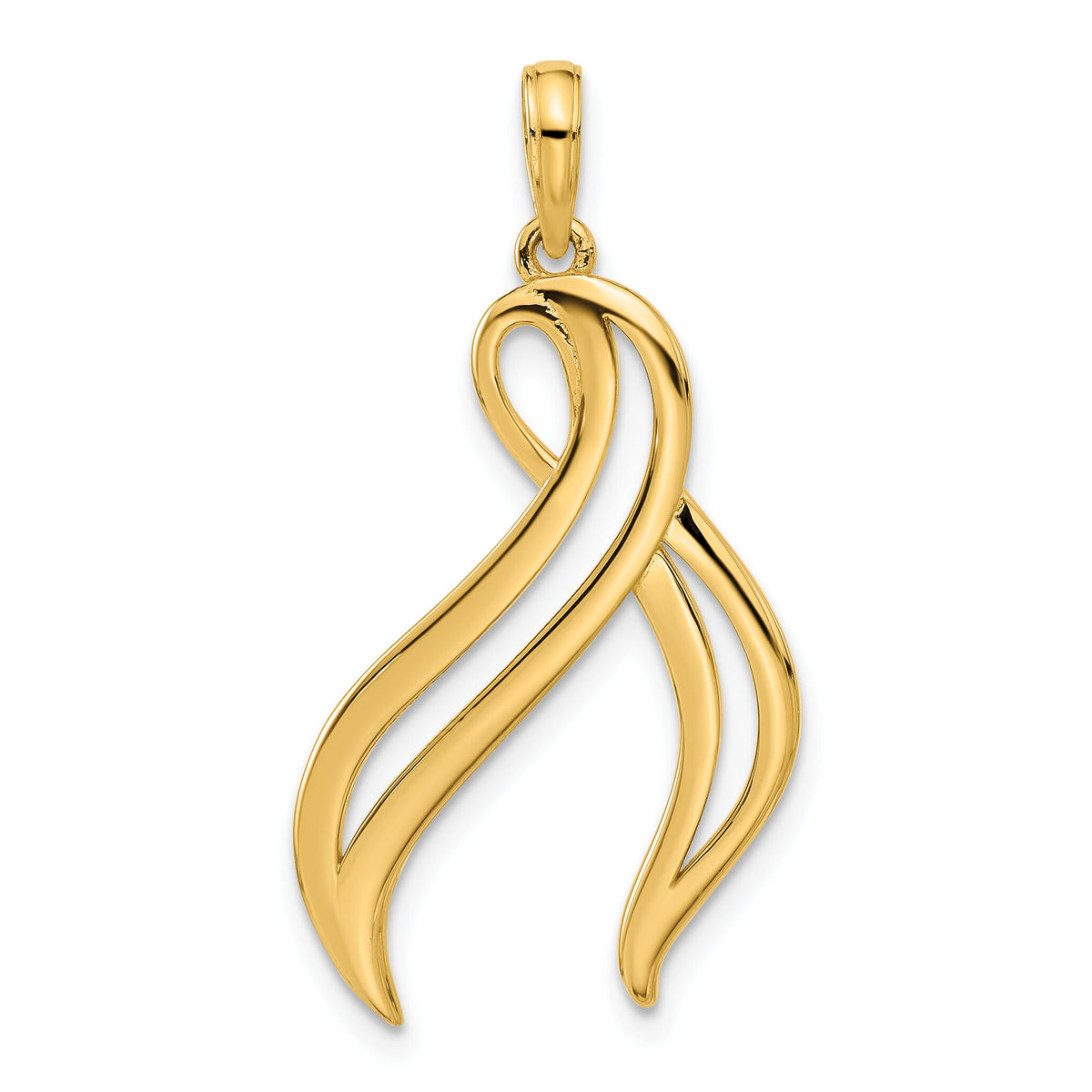14k Polished Awareness Ribbon Pendant-D5481