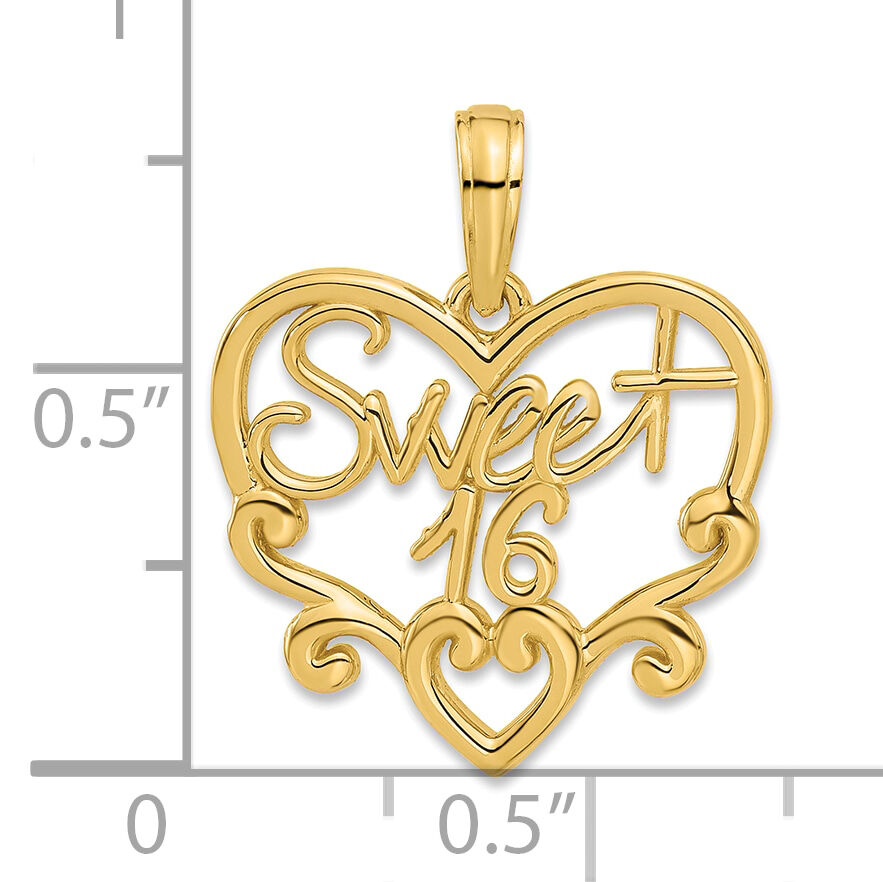 14k Fancy Sweet 16 Charm-D5482