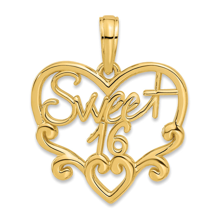 14k Fancy Sweet 16 Charm-D5482
