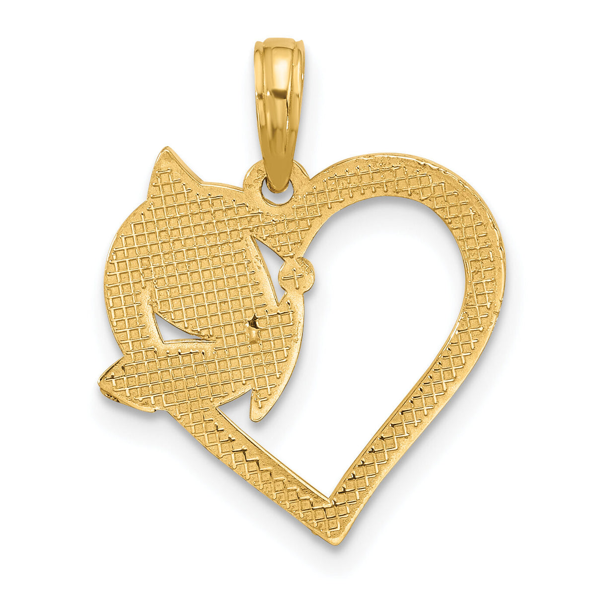 14K with White Rhodium Fancy Heart and Butterfly Charm-D5484