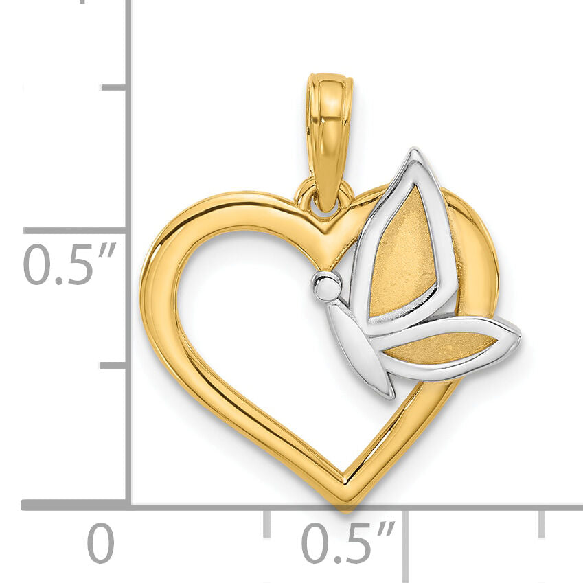 14K with White Rhodium Fancy Heart and Butterfly Charm-D5484
