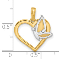 14K with White Rhodium Fancy Heart and Butterfly Charm-D5484