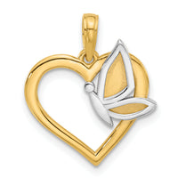 14K with White Rhodium Fancy Heart and Butterfly Charm-D5484