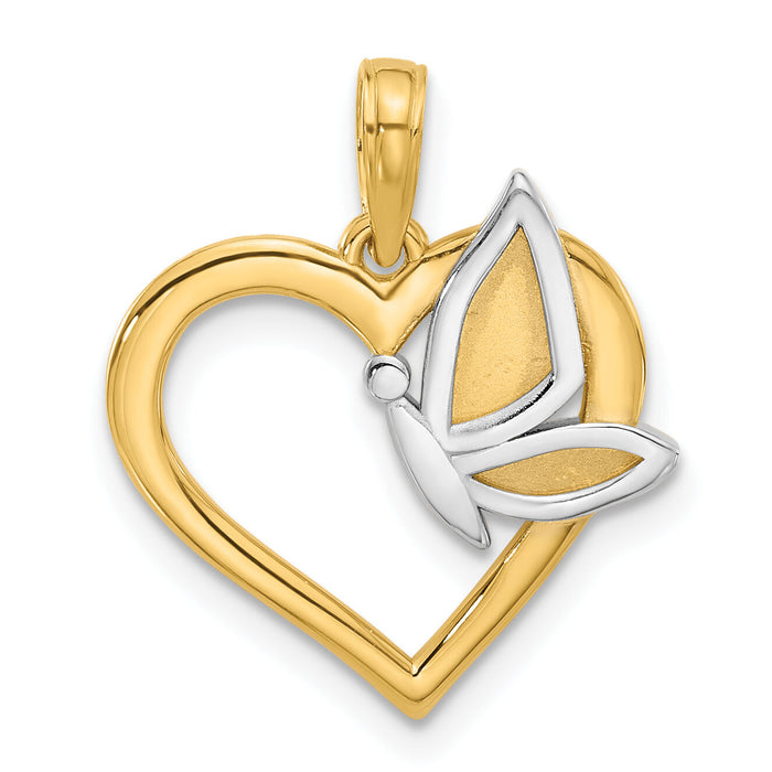 14K with White Rhodium Fancy Heart and Butterfly Charm-D5484