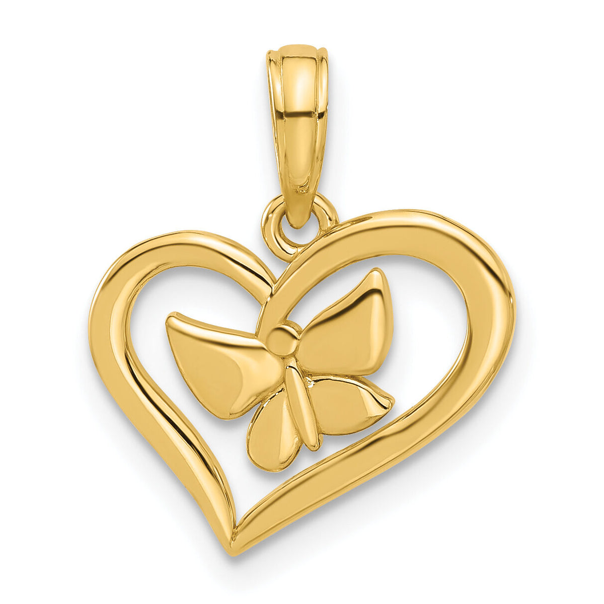 14k Polished Fancy Heart and Butterfly Charm-D5485