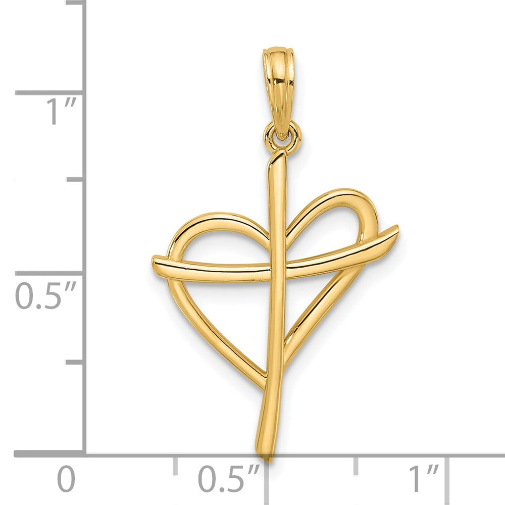 14k Fancy Cross and Heart Charm-D5497