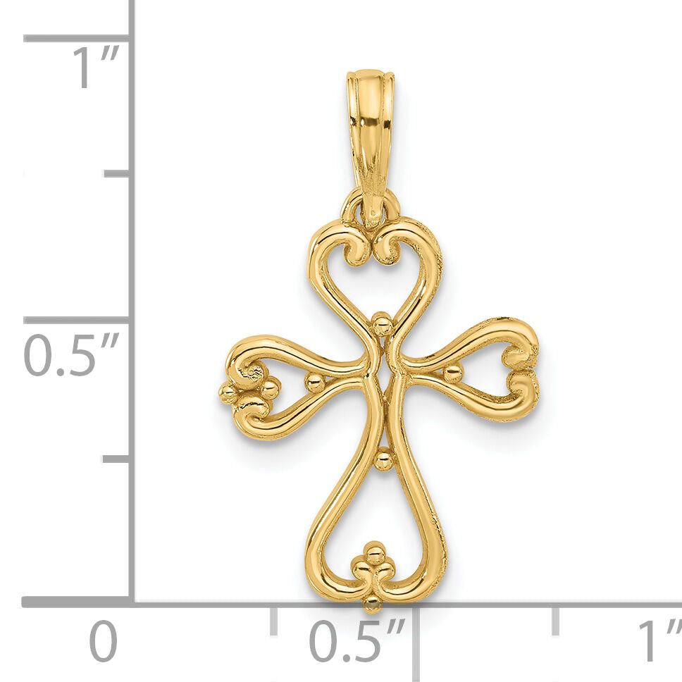 14k Fancy Cross Charm-D5499