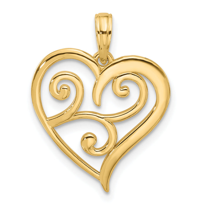 14k Fancy Heart Charm-D5501