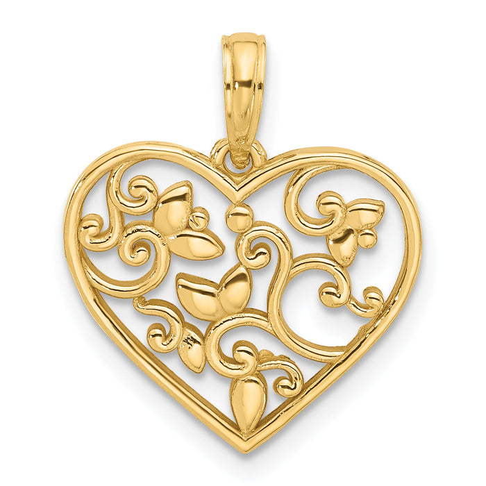 14k Fancy Heart Charm-D5503