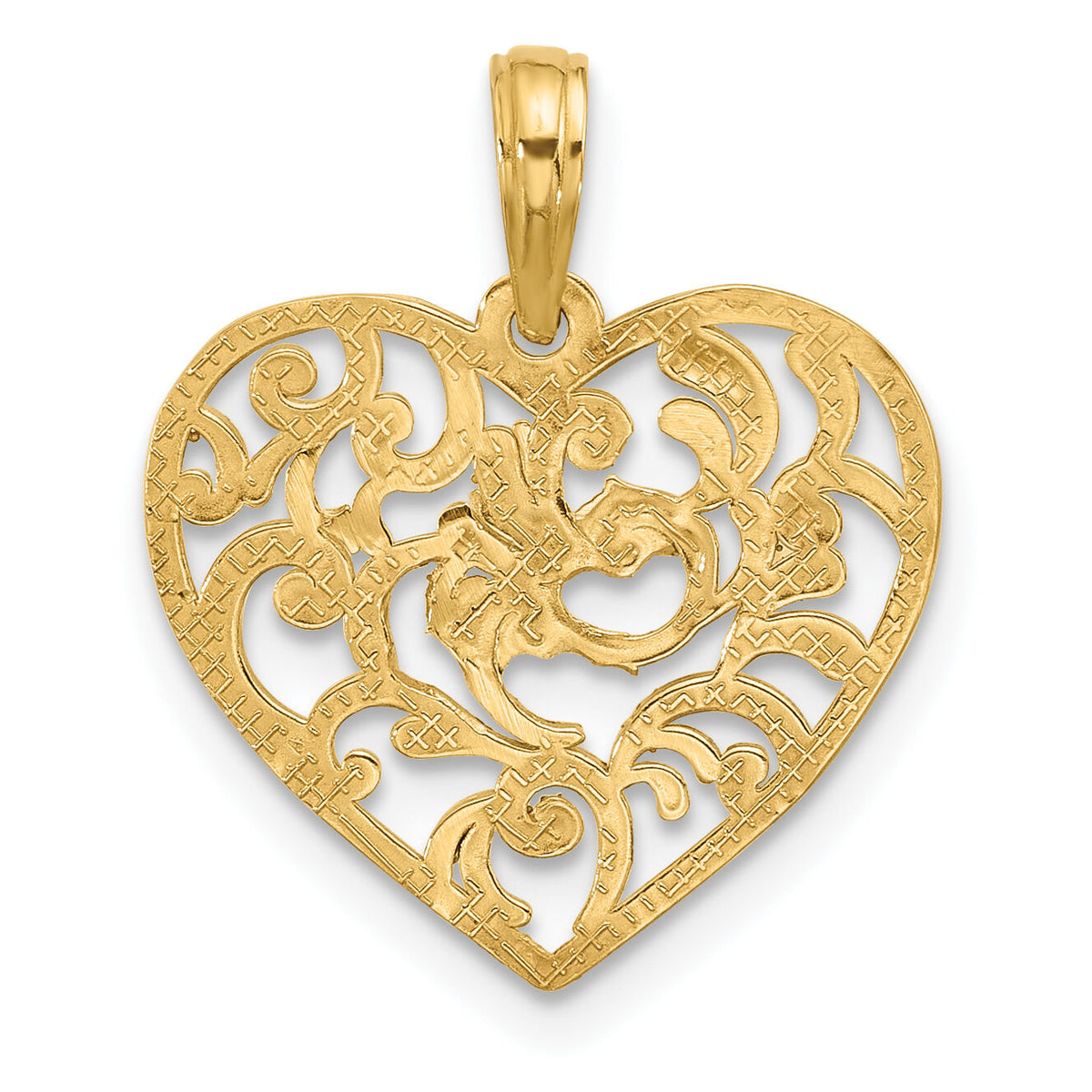 14K Polished Fancy Heart Charm-D5506