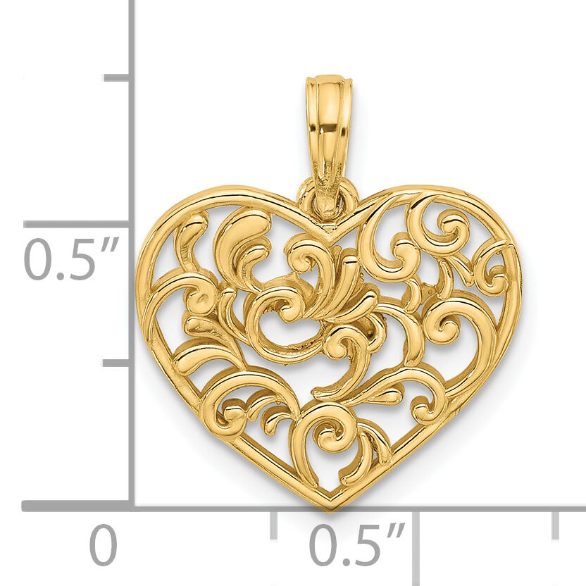 14K Polished Fancy Heart Charm-D5506