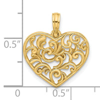 14K Polished Fancy Heart Charm-D5506