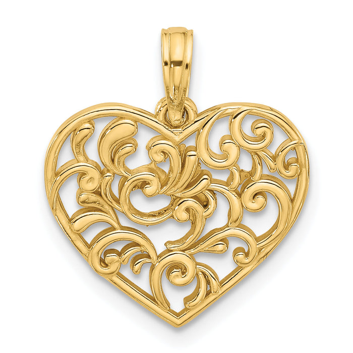 14K Polished Fancy Heart Charm-D5506