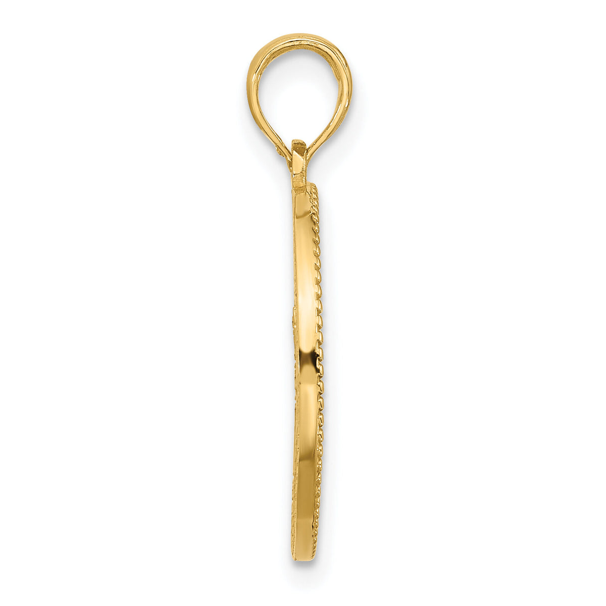 14K Polished  Circle with Tree Charm-D5512
