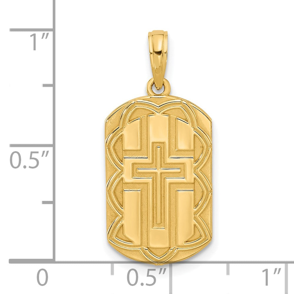 14KY Fancy Cross Dog Tag Charm-D5514