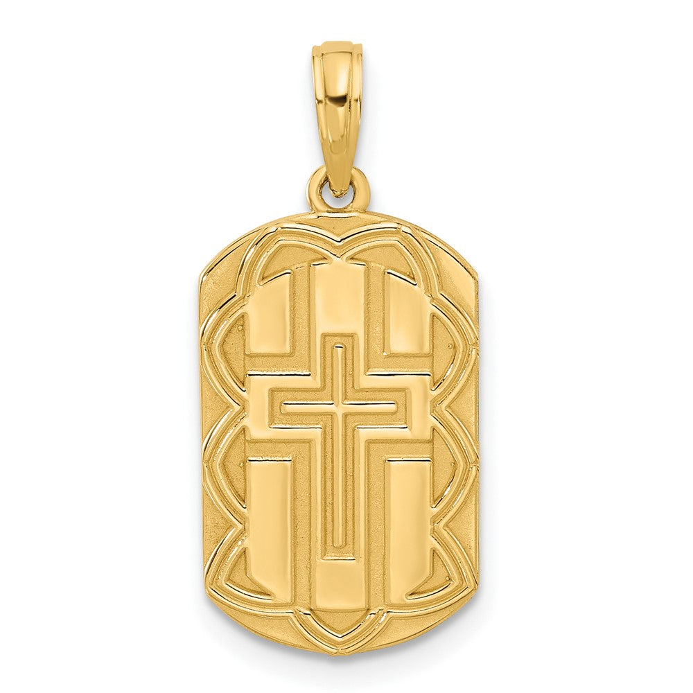 14KY Fancy Cross Dog Tag Charm-D5514