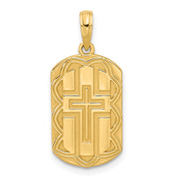 14KY Fancy Cross Dog Tag Charm-D5514