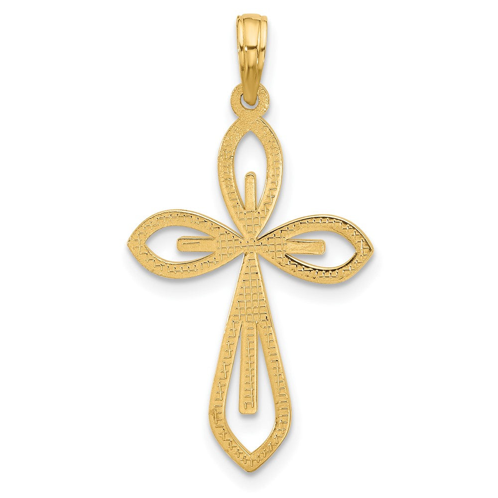 14KY Fancy Two Cross Charm-D5515