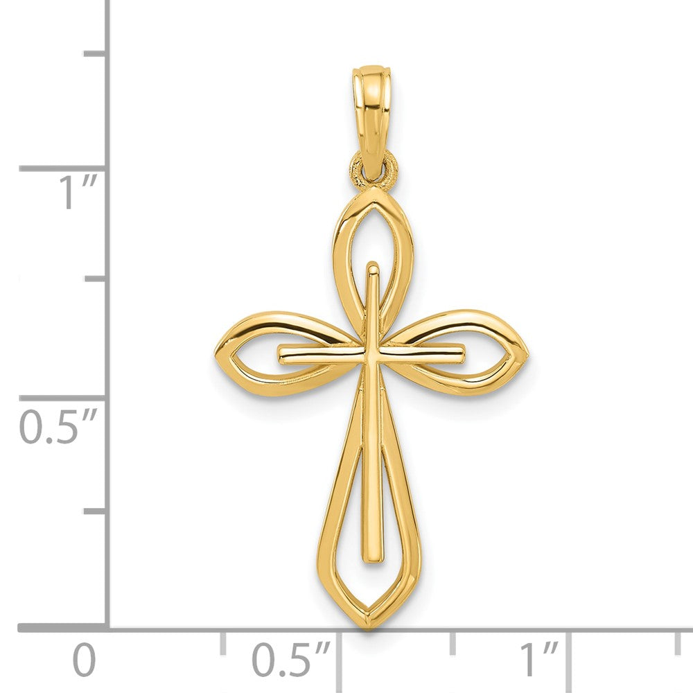 14KY Fancy Two Cross Charm-D5515