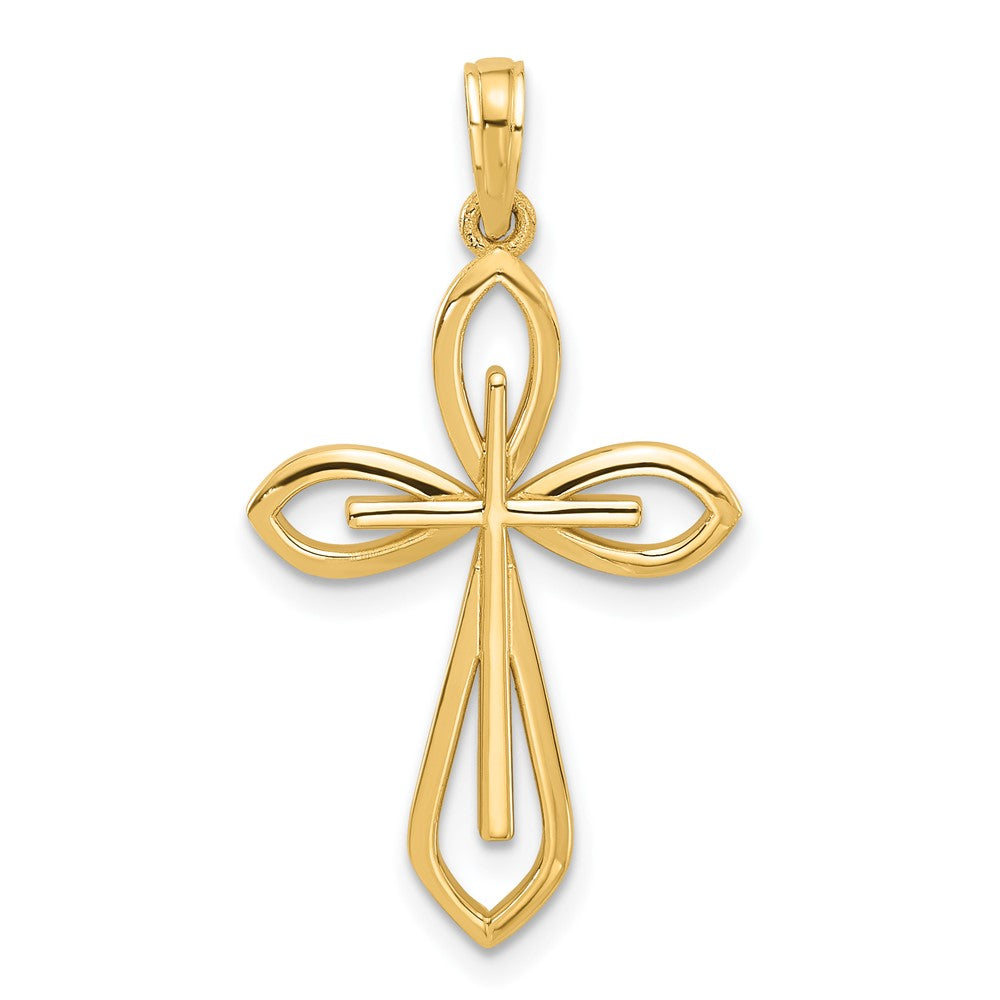 14KY Fancy Two Cross Charm-D5515