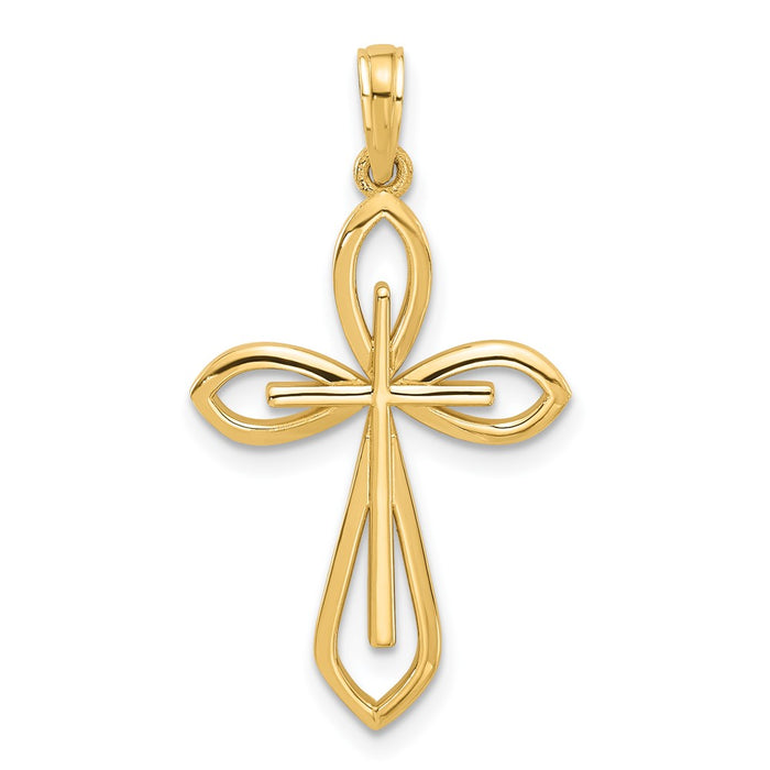 14KY Fancy Two Cross Charm-D5515
