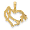 14KY Fancy Heart and Ribbon Charm-D5520