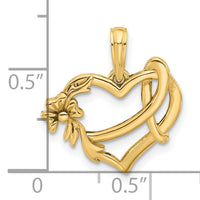 14KY Fancy Heart and Ribbon Charm-D5520