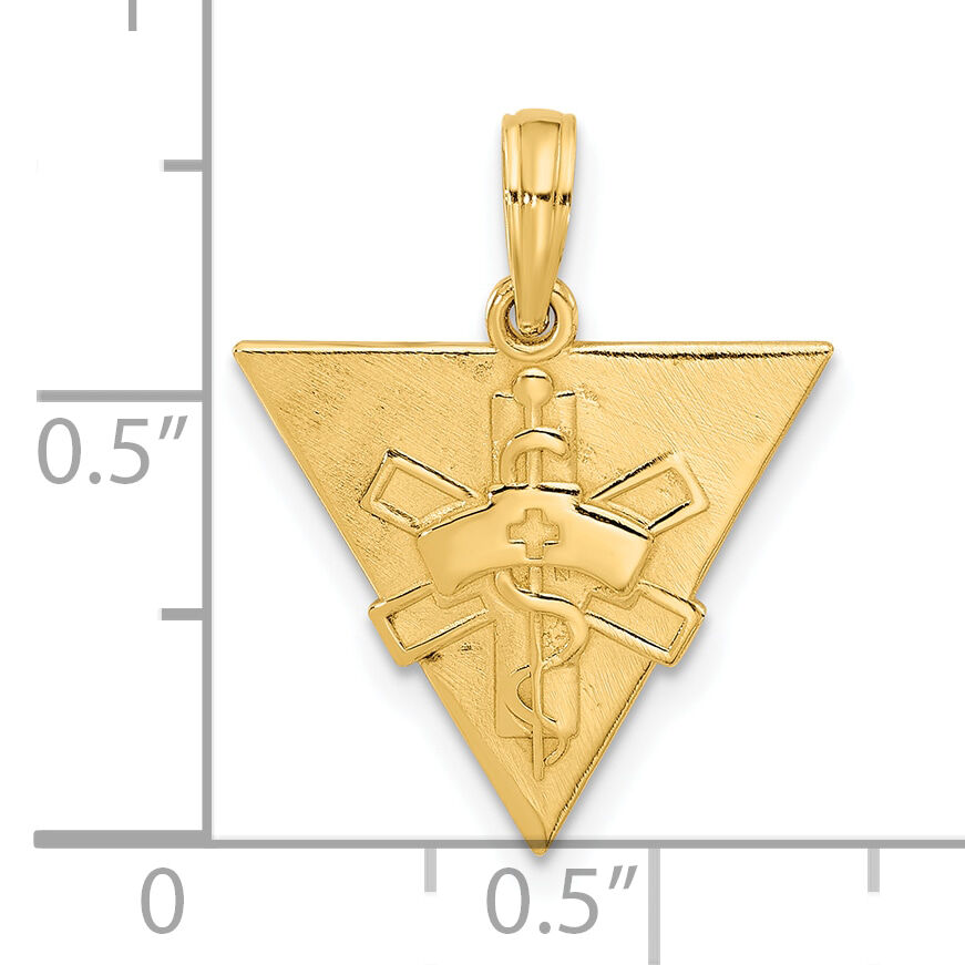 14K Polished Triangle Caduceus Charm-D5527