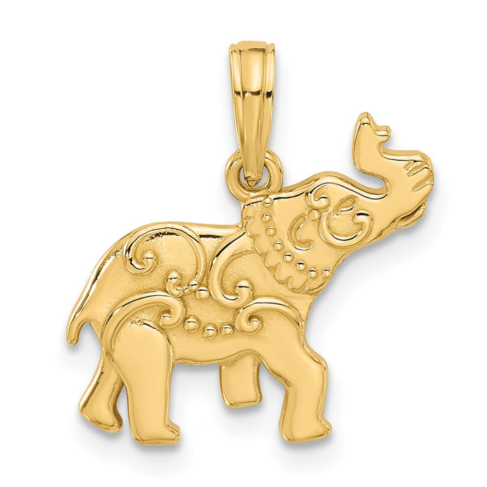 14K Polished Fancy Elephant Charm-D5528