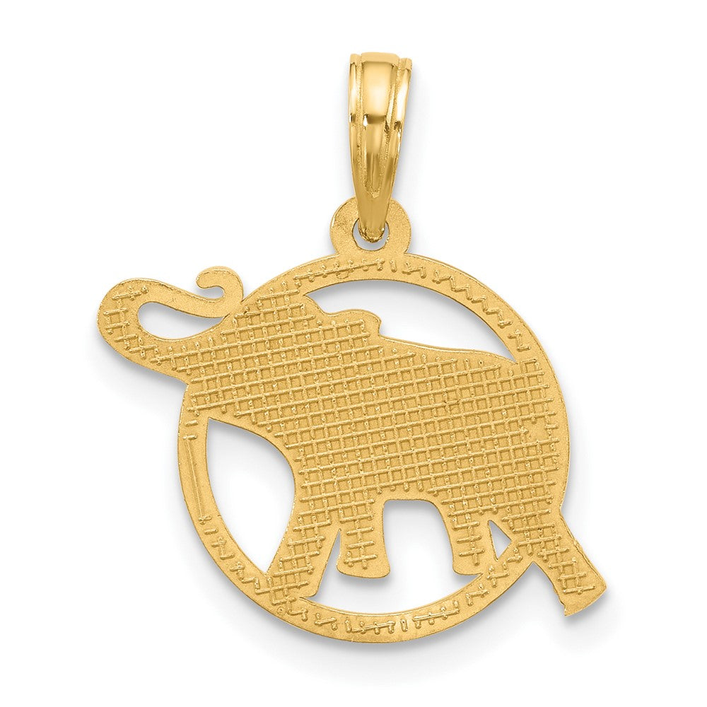 14K Polished Elephant in Circle Charm-D5529