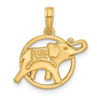 14K Polished Elephant in Circle Charm-D5529
