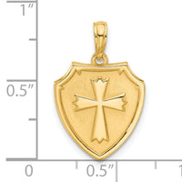 14KY Fancy Shield and Cross Charm-D5534