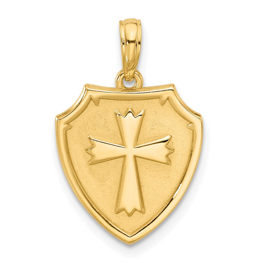 14KY Fancy Shield and Cross Charm-D5534