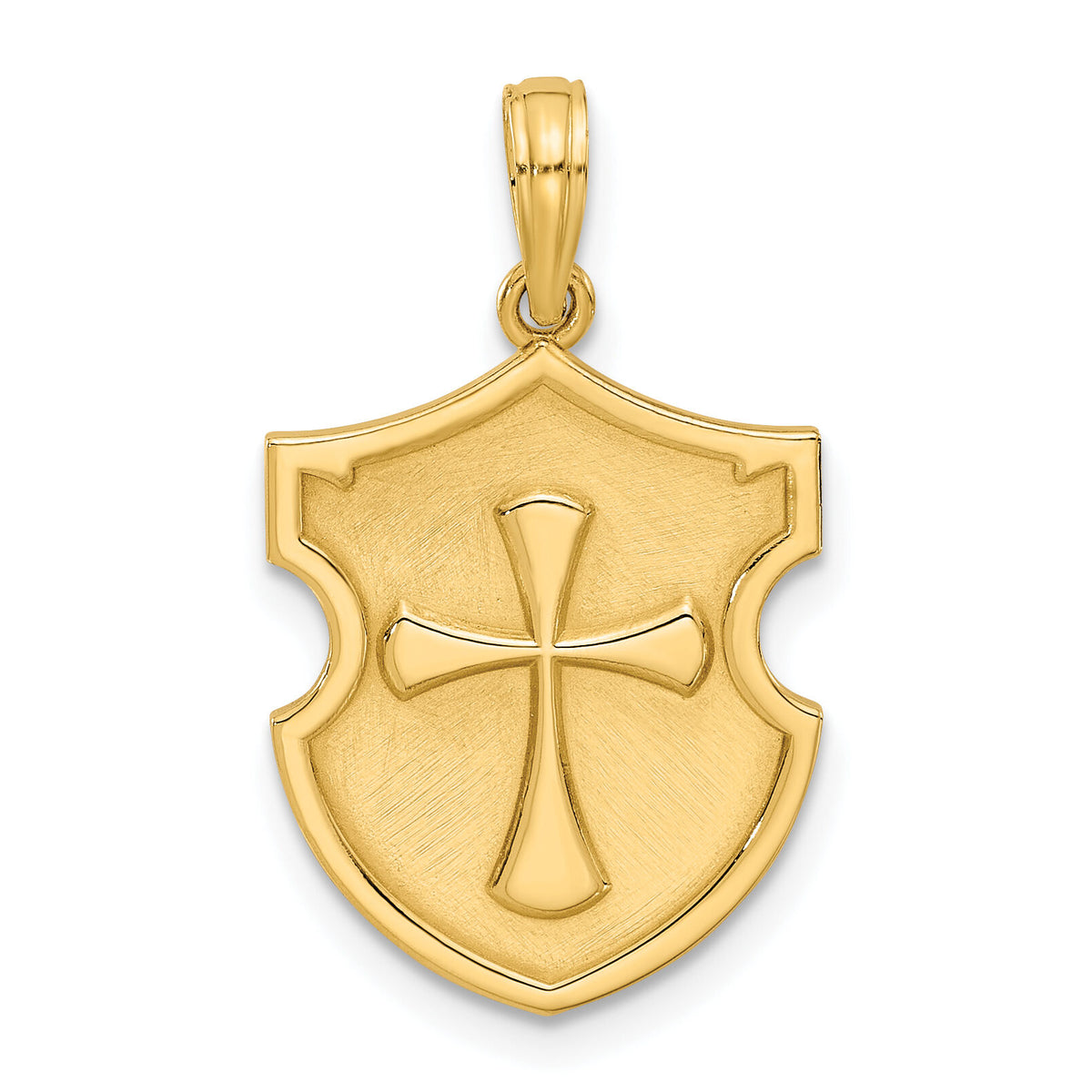 14KY Fancy Shield and Cross Charm-D5536