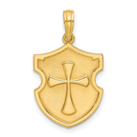 14KY Fancy Shield and Cross Charm-D5536