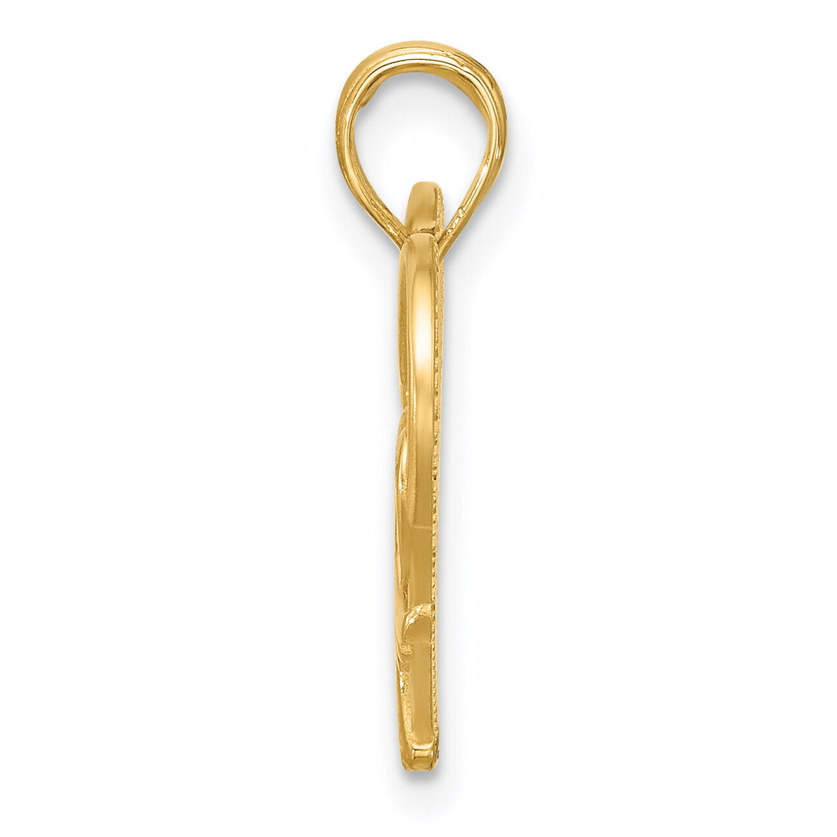14K Polished and Brushed Fancy Heart Charm-D5537