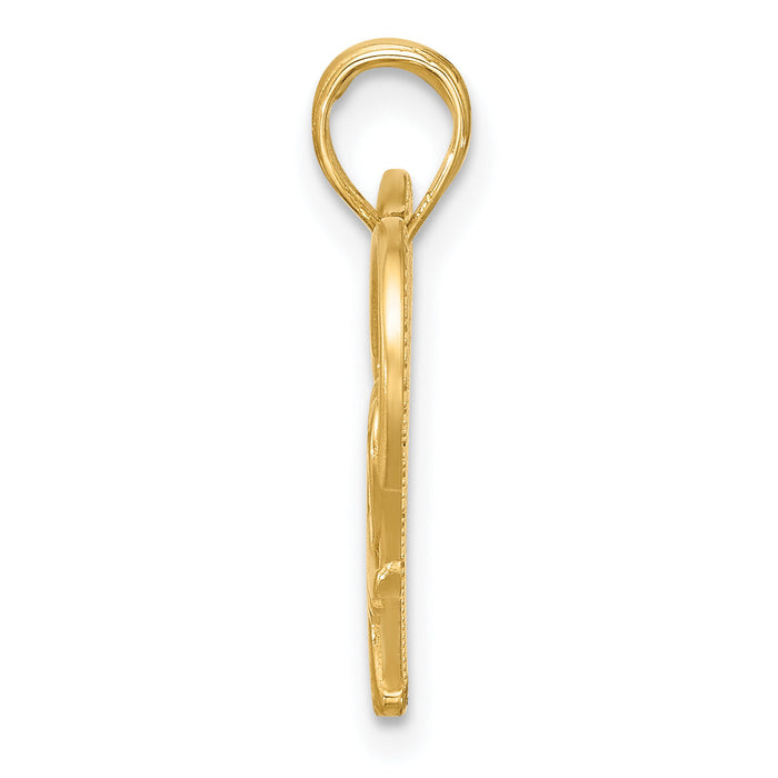 14K Polished and Brushed Fancy Heart Charm-D5537
