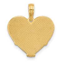 14K Polished and Brushed Fancy Heart Charm-D5537