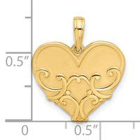 14K Polished and Brushed Fancy Heart Charm-D5537