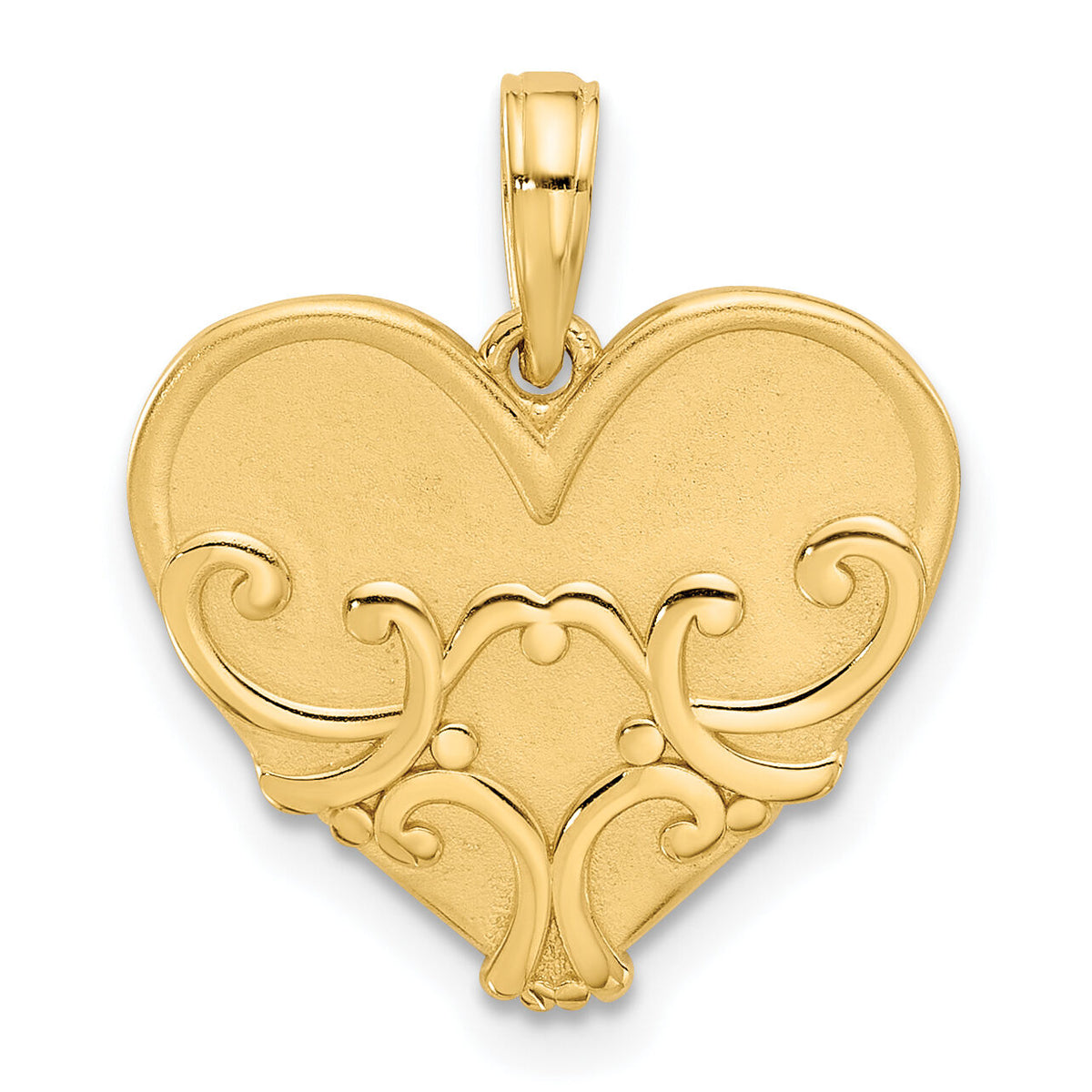 14K Polished and Brushed Fancy Heart Charm-D5537
